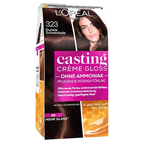 L'Oréal Paris Färgning utan ammoniak och silikoner, närande intensiv nyans med glans reflex balsam, gjutning kräm hårfärg, nr 323 mörk choklad (brun), 1 styck 3600521365632