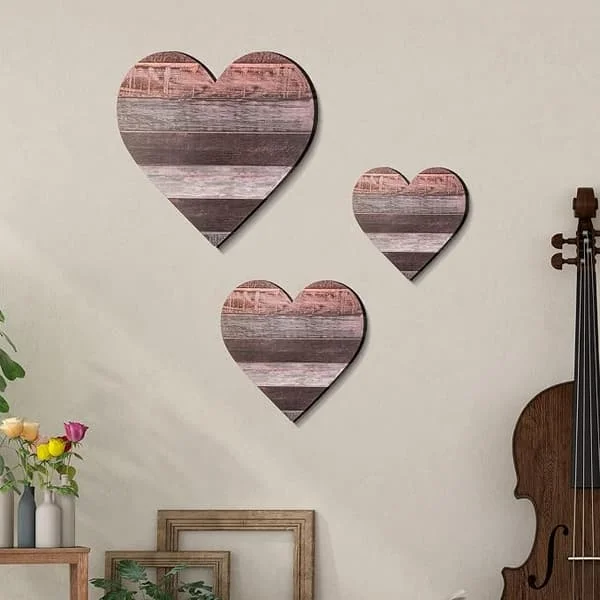 1 pc heart-shaped wall decor, heart-shaped wooden sign, heart HY-ZR-081705067