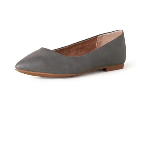 Amazon Essentials dam spetsig tå balett platt, träkol, 43 EU Bred 840809193936