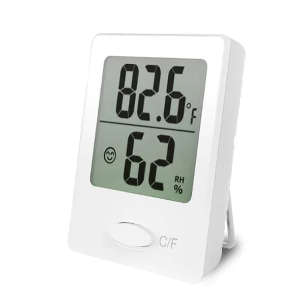 1 pc Temperature and Humidity Meter Indoor Thermometer Connected White, 1.5″ LCD Screen QU36-2809-1