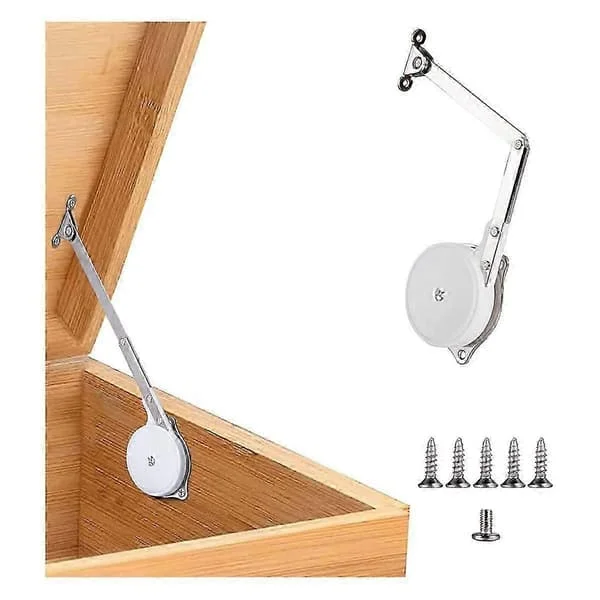 1 Förpackning Leksakslådor Gångjärn Mjukstängande Lockstöd Gångjärn Kistgångjärn för Trä, Förvaringslåda & Bänk Vit Mx-010706JCJ
