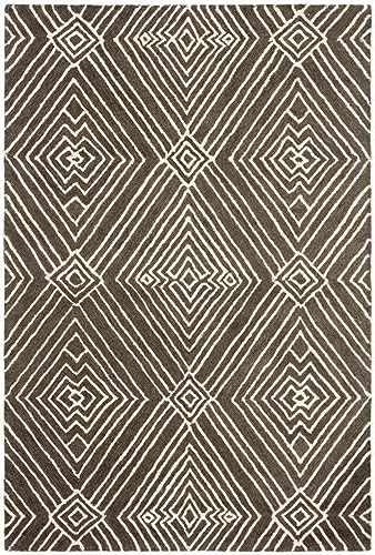Safavieh Övergångs inomhus handtuftad rektangel områdesmatta, Lauren Collection, LRL6608, i kolgrå/elfenben, 122 x 183 cm för vardagsrum, sovrum eller något inomhusutrymme 889048630901