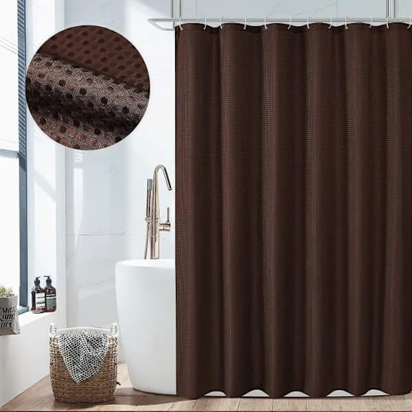 1 st Brun Duschdraperi, Våffelvävd Texturerad Tyg Badrumsdusch (90cm*180cm) Fd-3622