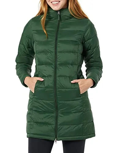 Amazon Essentials lättviktig vattentålig pufferjacka med huva (finns i plusstorlek), mörkgrön, liten 196433572082