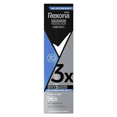 Rexona Män Maximum Protection Deodorant Spray Cobalt Dry Antiperspirant med 96 timmars skydd mot svett och kroppslukt 150 ml 8720181452604
