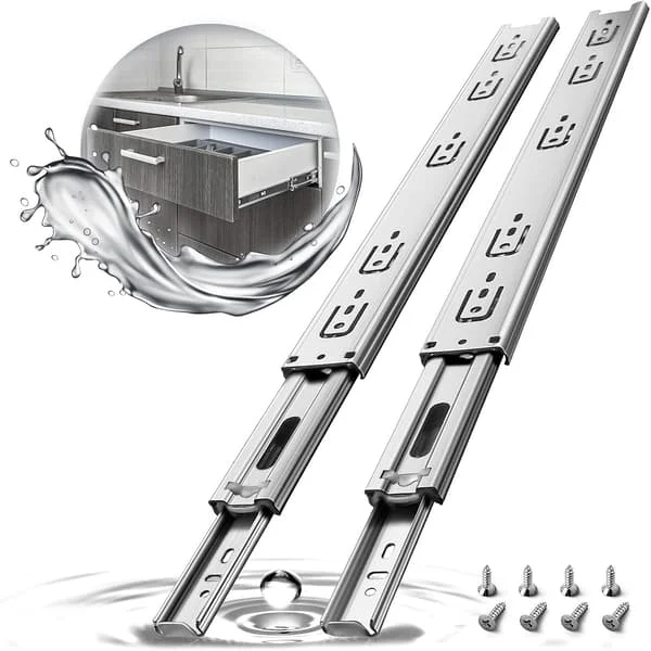 1 par lådslider (300 mm), belastningskapacitet upp till 45 kg, rostfritt stål med rostskyddsfinish, med kullager FA012975LJY 1 par lådslider (300 mm), belastningskapacitet upp till 45 kg, rostfritt stål med rostskyddsfinish, med kullager FA012975LJY