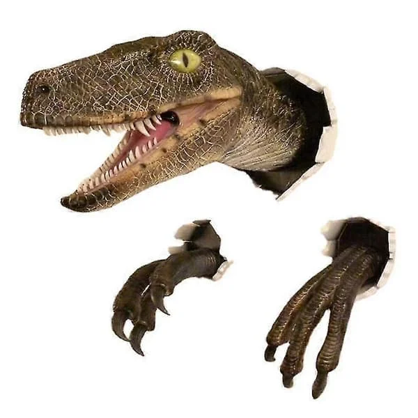 1 Set Realistisk Dinosaurie Prydnad Livlig Öppen Mun Form Läskig Väggbrytande Velociraptor Klo Figur gogo-610-1564