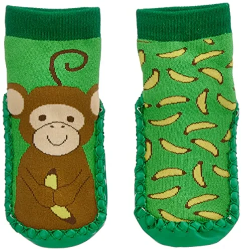 Playshoes Hüttenschuhe Affe unisex barn Toffel, Grün, 24/25 EU 4010952565324