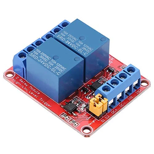 2 kanals relämodul med optokopplarisolering hög och låg nivå trigger (24V) 749249608935