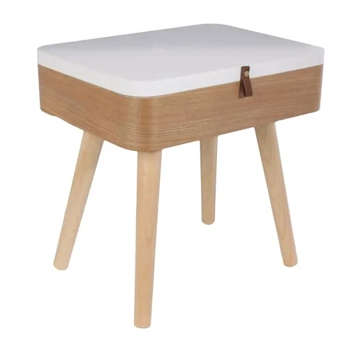 HOME DECO FACTORY Elin 40 x 30,5 51 cm möbler sängbord säng sovrum, trä MDF, beige vit, 30 52,3 3664944072751