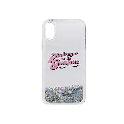 La Granne Blond Transparent mobiltelefonfodral med silver glitter och text "Madrugar är vackra" exklusiv design 8436557692412