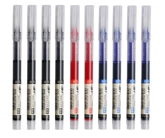 0,5 mm Rollerball Penna Färgbläck Rak Flytande Rollerball Gelpenna för Skola Kontorsmaterial Förpackning med 12 (Blå Röd Svart vardera 4 st) ZZ-ZC49488