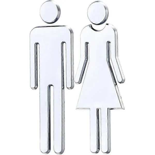 1 Par Toalett WC Dekaler Avtagbara 3D Spegel Vinyl Konst Väggdekaler Herr Dam Vägg (Silver) FND-767 1 Par Toalett WC Dekaler Avtagbara 3D Spegel Vinyl Konst Väggdekaler Herr Dam Vägg (Silver) FND-767