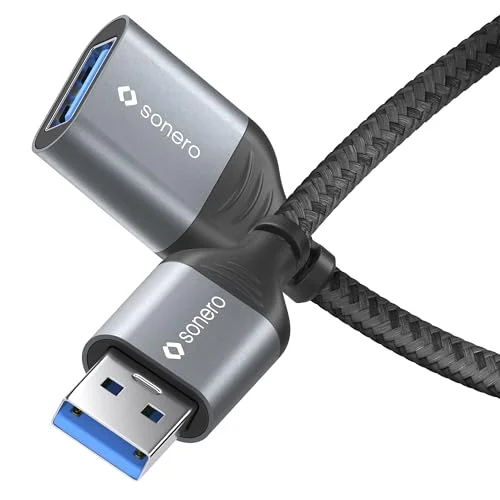 Sonero® USB A till datakabel, förlängningskabel, kabel typ A, 3.0, 5 GB/s, space grå/svart, 2,00 m 4251364738610