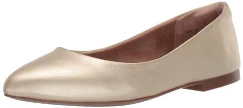 Amazon Essentials dam spetsig tå balett platt, guld, 41.5 EU 840809192328