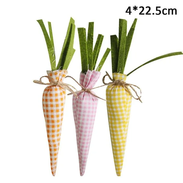 1 set tyg påskkaniner morötter färgglada bomullsägg för glad påskfest hängande dekorationer barn påsk diy gåvor leverans 3pcs FGH CJ09986CC