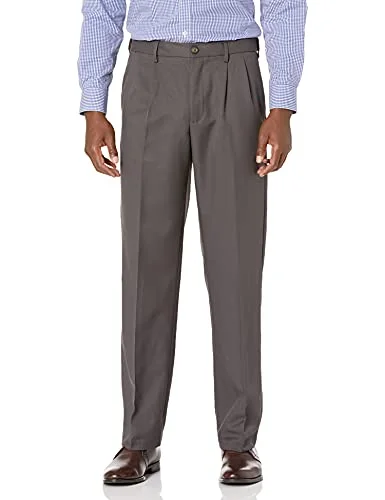 Amazon Essentials herr klassisk passform expanderbar midja veckad klänningsbyxa, mörkgrå, 35 B x 32 L 195111844039