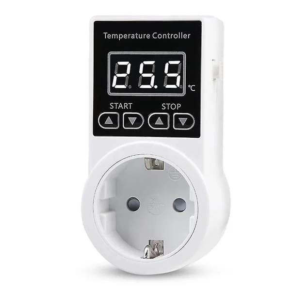 1 pc Thermostat Socket with Sensor, Digital Temperature Controller Socket, Waterproof Temperature Switch EU Plug-FQ- Z-FD-F7-LJ-81222