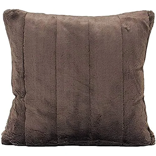 Riva Paoletti Empress fyrkantig fjäder fylld kudde brun supermjuk fuskpäls vändbar dragkedja stängning maskintvätt 100 fodral (45 cm x 45 cm) polyester, buske, 5025532279170