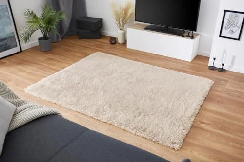 andiamo fuskpäls matta Alpa mysig hög golvmatta vardagsrumsmatta, pälsmatta 35 mm lugghöjd mjuk och fluffig vardagsrum sand 120 x 160 cm 4002398212443