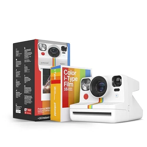 Polaroid Now+ Generation 2 kamera + filmpaket (16 foton ingår) vit Bluetooth ansluten app kontrollerad omedelbar filmkamera 6437 9120096778070