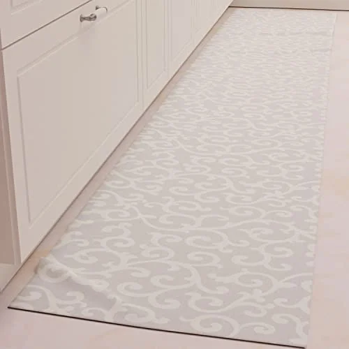 PETTI Artigiani Italiani Köksmatta löpare kök halkfri och tvättbar 52 x 240 cm grå kryssdesign 100% tillverkad i Italien 5056411138301