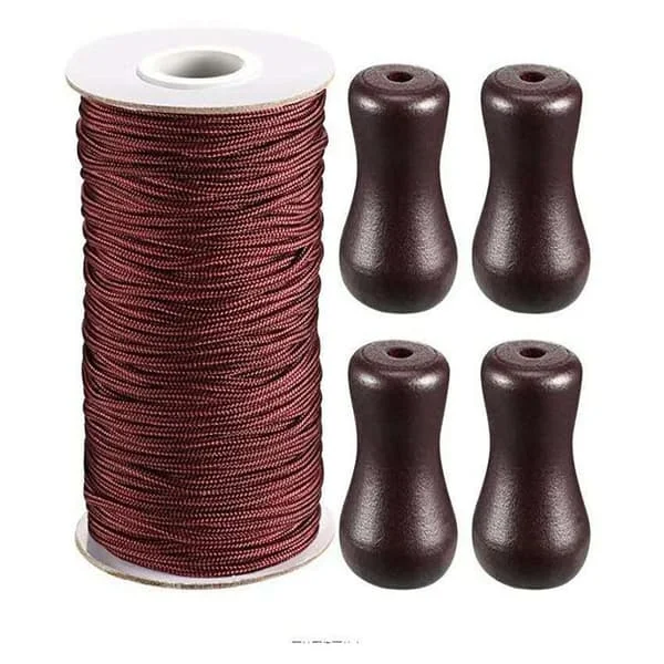 0,2 cm brun flätad persiennsnöre 50 m/rulle med 4 st bruna trähängen för aluminiummarkis, trädgårdsväxter och hantverk (brun)-FF- Z-FD-FF-LJ-102034 0,2 cm brun flätad persiennsnöre 50 m/rulle med 4 st bruna trähängen för aluminiummarkis, trädgårdsväxter och hantverk (brun)-FF- Z-FD-FF-LJ-102034
