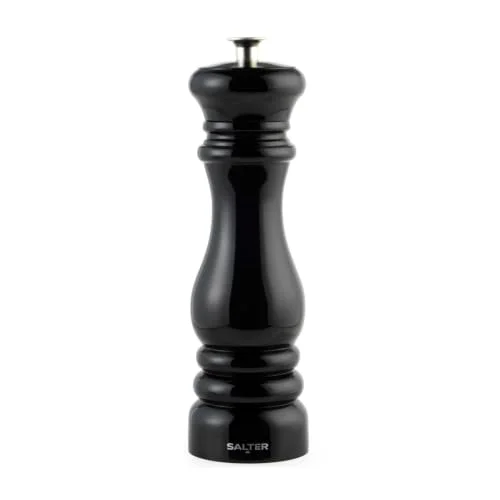 Salter BW120291GEU7 Olea pepparkvarn enkel kryddkvarn i trä, justerbar grov till fin, keramisk mekanism, manuell slipning för saltkristaller och hela pepparkorn, rustik, grön, trä 5054061439922