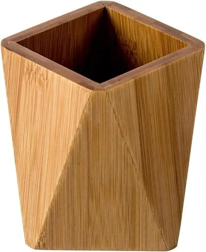 1 bambu skrivbords-pennhållare geometrisk träpenna kopp kruka FR003957SR