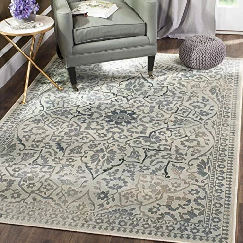 Safavieh Traditionell inomhusvävd rektangulär matta, vintage kollektion, VTG175, i kräm/ljusblå, 99 x 170 cm för vardagsrum, sovrum eller valfritt inomhusutrymme 889048279568
