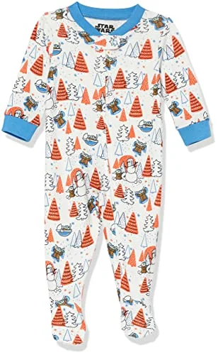 Amazon Essentials Star Wars Unisex Babies' Snug-Fit bomullsfotad pyjamas, vit mando, 6-9 månader 196433582500