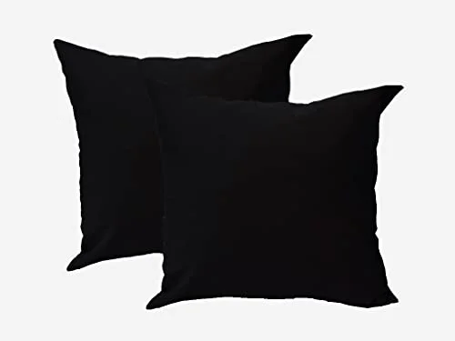 Lemos Home Örngott örngott prydnadskuddar 2 stycken av 100% bomull kollektion koncept, färg och storlek valbar (örngott set om 40 x cm, svart) 4260585476072