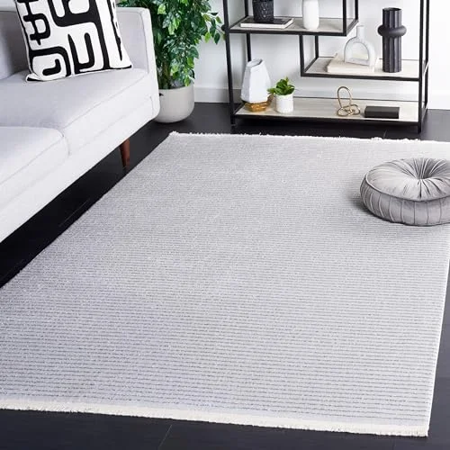 Safavieh Geometrisk matta för vardagsrum, matsal, sovrum whisper kollektion, kort lugg, grå, 152 x 229 cm 195058797450