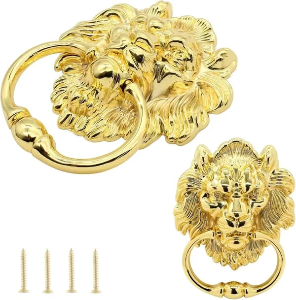 1-pack dörrknackare i zinklegering, lejonformad dörrknackare, antika mässingshuvudringar för lådor, byråer, skåp - 1-pack Brass CJ-02-A0617009225