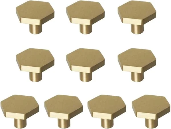 1-1/10″ Massiva Mässingsknoppar för Skoskåp och Hexagonala Byråer BCAA00042014