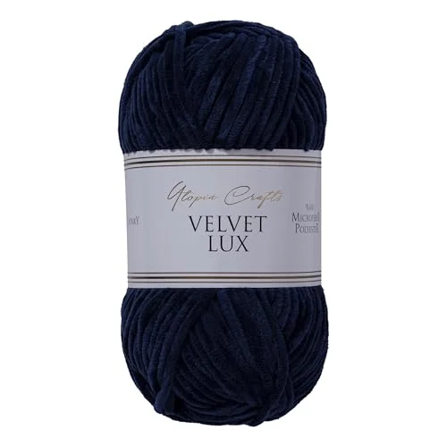 Utopia Crafts Velvet Lux Chenille Super Soft Chunky Yarn for Knitting and Crochet, 100g 110m (Midnight Blue) 5060967569212