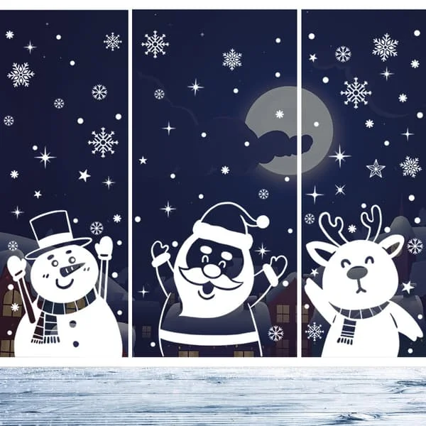（1）Snöflingor Ren Jul Klistermärke Dekoration Jul Dek ZZF-0098171