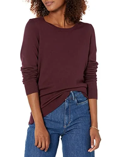 Amazon Essentials långärmad lätt tröja med rund hals (finns i plusstorlek), vinröd, X Small 191770491119