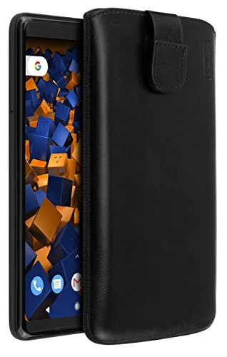 mumbi äkta läderfodral kompatibel med Google Pixel 2 XL skal läder väska Case Wallet, svart 4251077282820