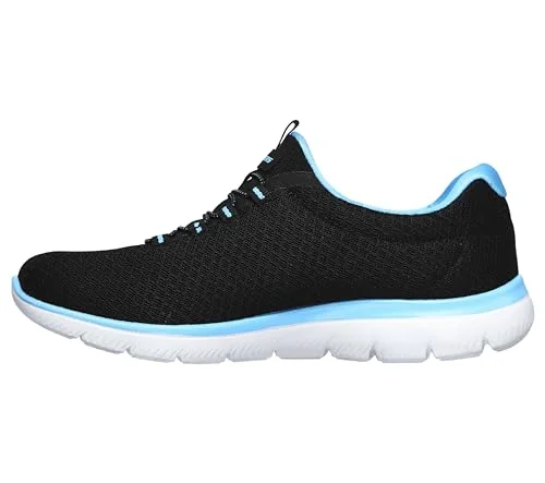 Skechers dam Summits Sneaker, Svart/Turkos, 9.5 Wide 191665574668