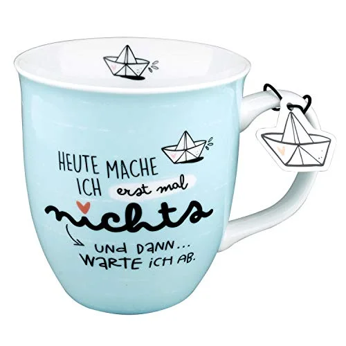 H:) PPY life kopp med motiv "First mal Ingenting" kaffekopp, porslin, 40 cl ordspråk, gåva 46259 4036018462598