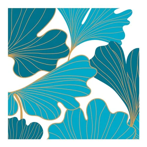 Homéa, Set med 20 pappersservetter 33x33 cm blå Ginkgo 3574380650324