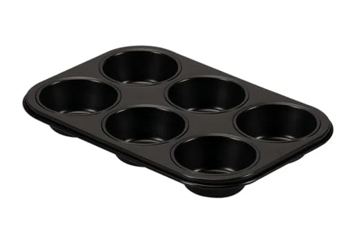 FORMEGOLOSE?, 6 muffinsbricka 18,5 x 27 cm, tillverkad av stål med dubbla lager non stick beläggning, svart färg 8006043016499