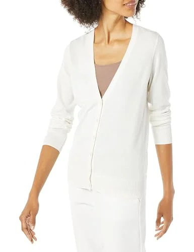 Amazon Essentials Kvinnors Lätt V ringad cardigan tröja (finns i plusstorlek), Elfenbensvit, M 195111563640