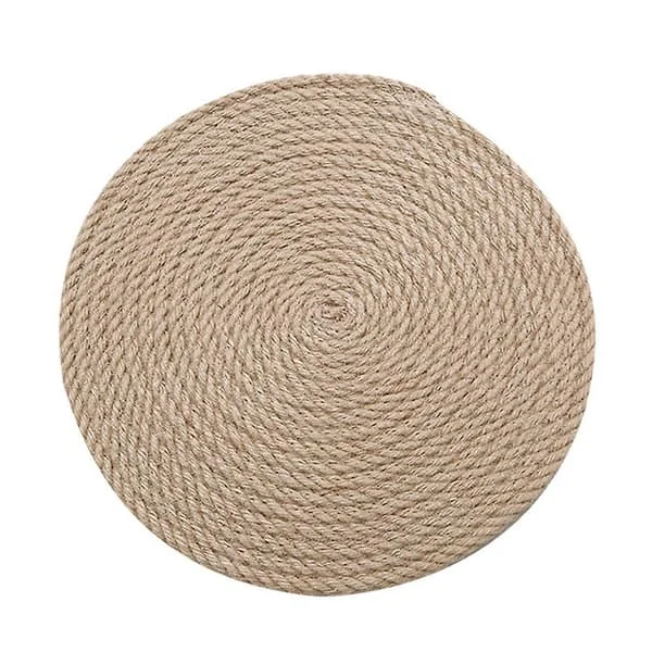 1 st amerikansk lantlig stil linned bordsmatta matbord bordsskiva anti-skållande isolering placemat underlägg för hem tehus café khaki (storlek L)（30X30cm） ZYTO-065716