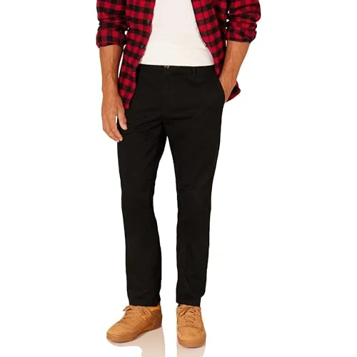 Amazon Essentials Herr Slim Fit Skrynkelbeständig Flat Front Chino Byxa, Svart, 35 W x 28 L 191770236413
