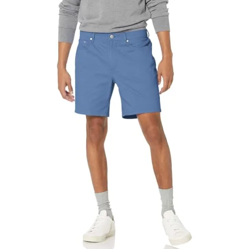 Amazon Essentials Men's Stretchiga shorts 18 cm (7 tum) smal passform innersöm med 5 fickor, Ljusblå, 31 195111300993