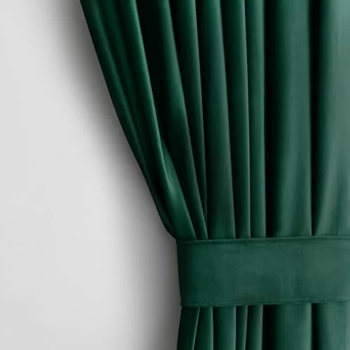 AmeliaHome gardin sammet utseende 140 x 245 cm flaskgrön 1 st. öljettskynke mörkläggningsgardin fönsterdekoration lätt skimrande dekorativ gardin, 69643, 4251758669643