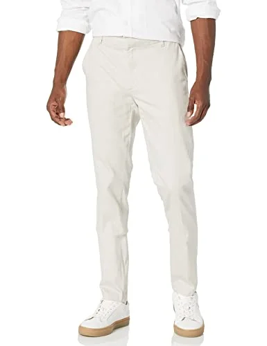 Amazon Essentials mäns slim fit skrynkelbeständig platt framsida, stretch chino, sten, 35 B x 34 L 196433821258