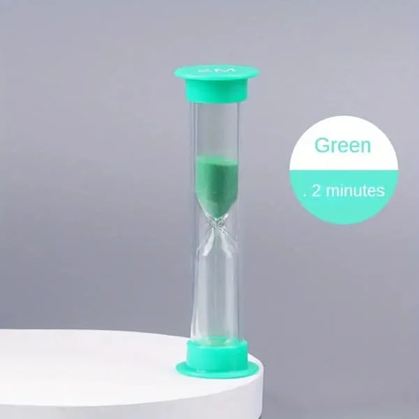 1:a Färgglad Plast Timglas Timer Set – 2 Minuter Grönt Sandklocka för Studenter, Perfekt Present & Pooltillbehör YIXI-7-17-618